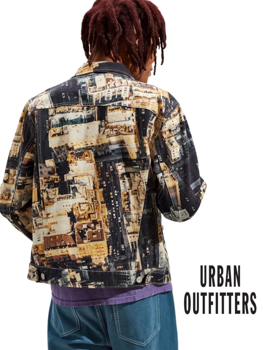 Urban Outfitters Men’s BDG “Cityscape” Patterned Denim Jacket